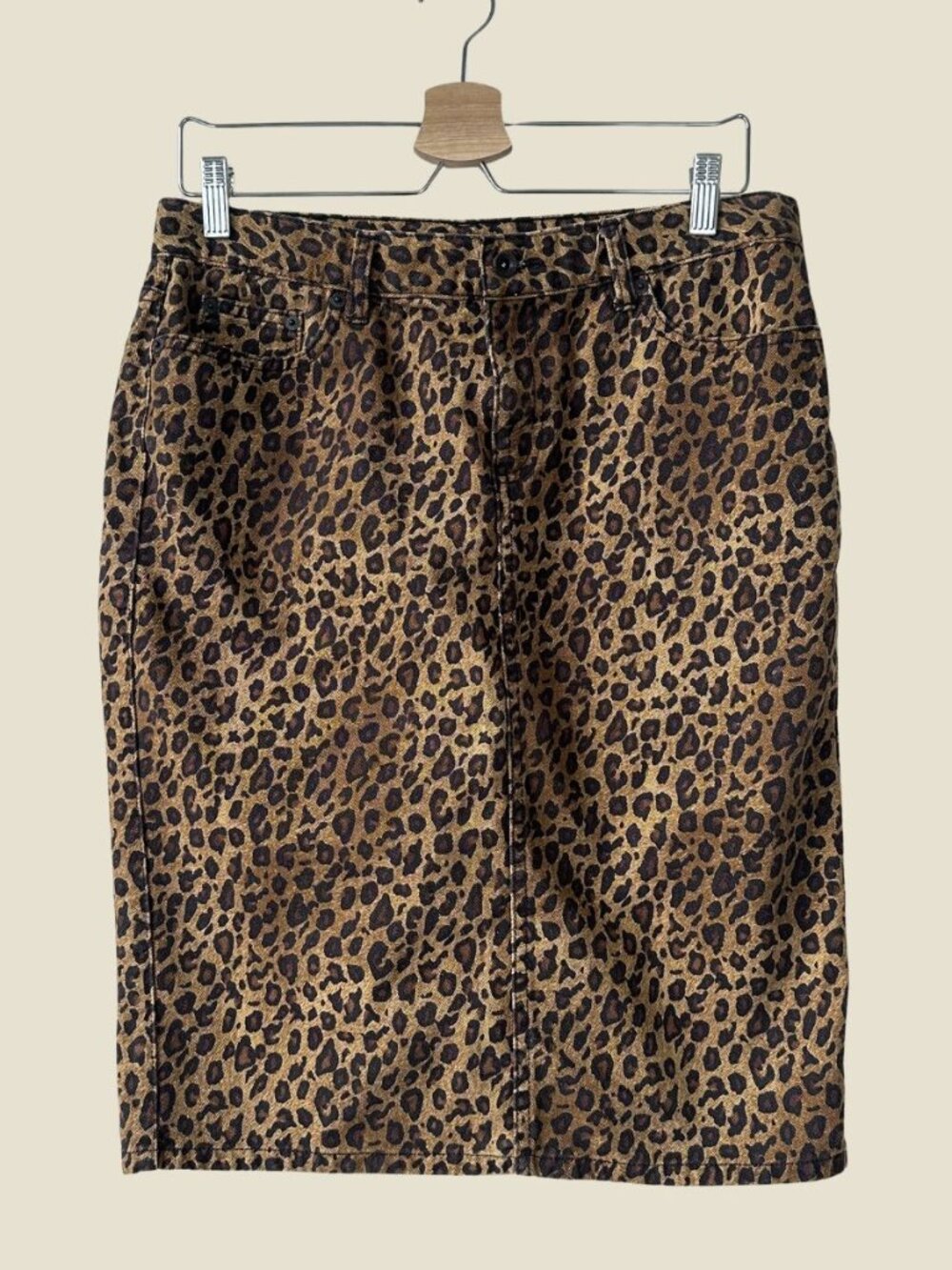 RALPH LAUREN JEANS CO LEOPARD PRINT DENIM SKIRT Y2K SIZE 10